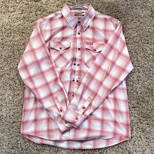 DIXXON Pink and White Plaid Long-Sleeve Button-Down Shirt